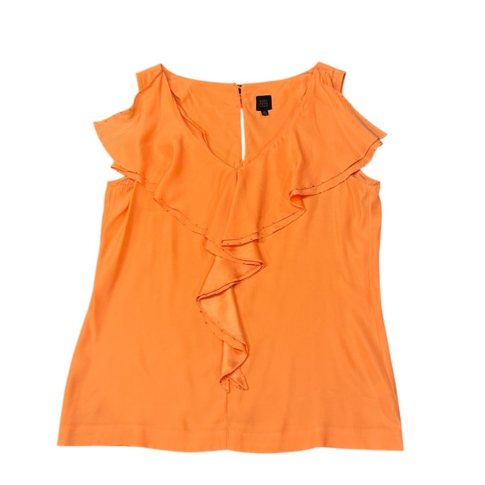Saks Fifth Avenue Orange Ruffle Blouse